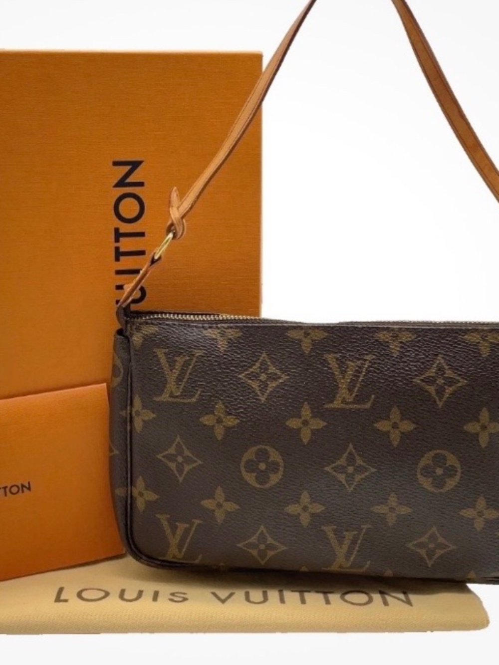 Auth Louis Vuitton Monogram Pochette Accessory Pouch M51980 W/Box/D.Bag